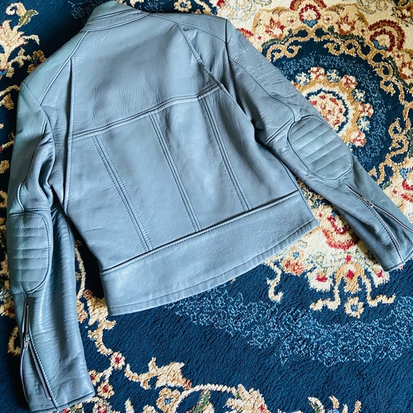 The Old Mill Grey Leather Biker Jacket - Size 38/S - Picture 4 of 4